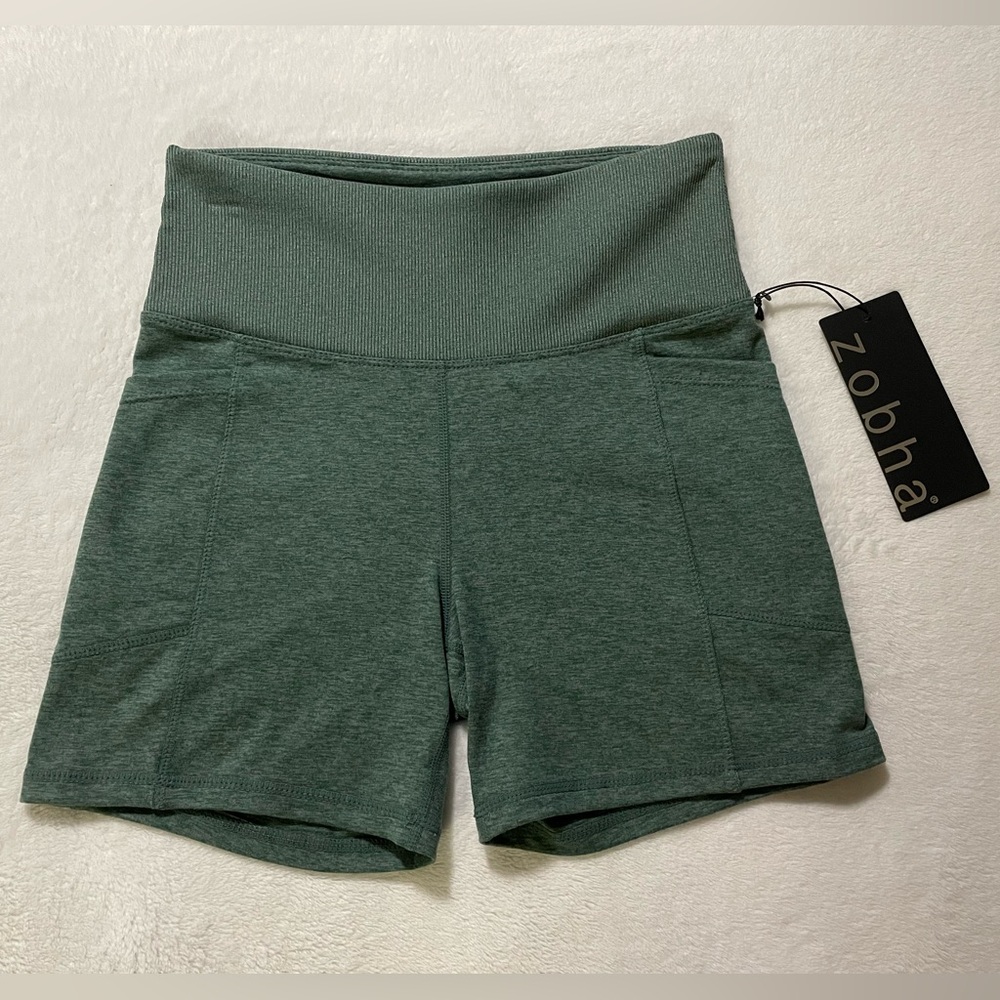 NWT Zobha Women's 2 Pack Bailey High Rise Pocket Bike Short - Picture 2 of 10